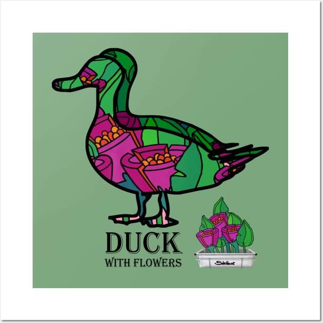 Duck With Flowers Wall Art by StefanStettner